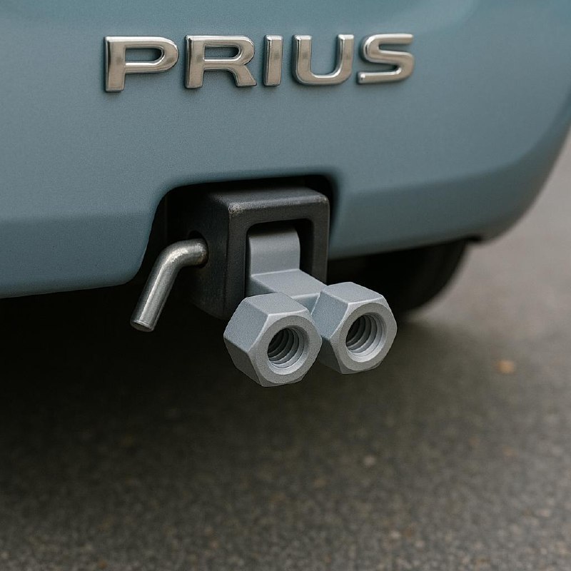 Little Nutz (Prius Peanuts) installed on the hitch of a Prius — PRIUS badge clearly visible